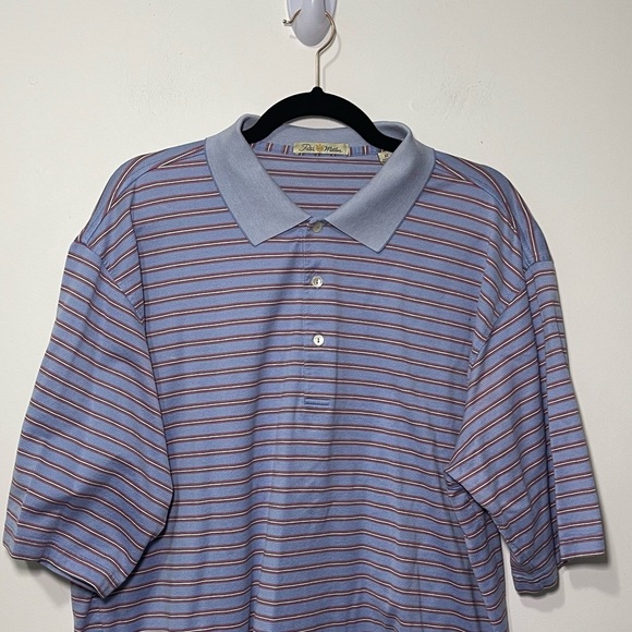 Peter Millar men's blue red striped Short Sleeve Striped polo shirt in size XL - Picture 2 of 7